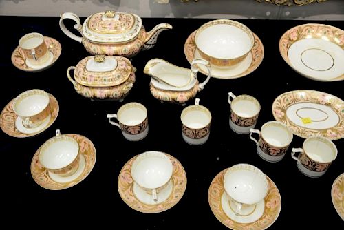 Royal Crown Derby thirty-one piece tea and coffee set to include 7 coffee cups, 8 tea cups, 9 saucers, creamer, sugar, teapot