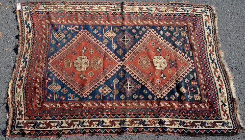 Caucasian Oriental throw rug. 
4' x 5'8"