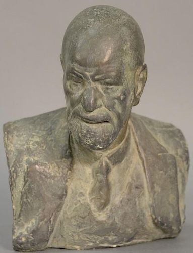 Oscar Nemon (1906-1985) 
painted plaster bust 
Sigmund Freud 
marked on side: Nemon 
marked on bottom: July 1957 
ht. 10in.