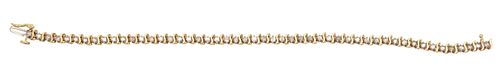 14 Karat Yellow Gold and Diamond Tennis Bracelet