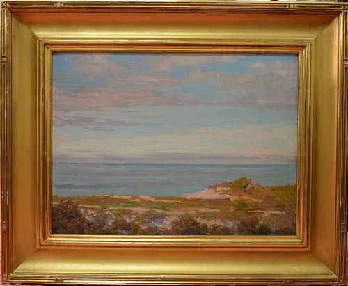 Thomas King JR Hanna (1872-1951) 
oil on artist board 
"Placid Ocean" 
signed lower right: T.K. Hanna 
titled and signed on r