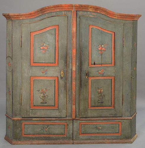 Continental armoire having two doors and original paint decoration, marked "1819" in paint, possibly 18th century. ht. 71in.,