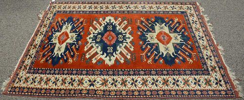Kazak style Oriental throw rug, late 20th century. 
4'8" x 6'