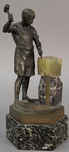 Hans Keck (act 1900-1922)  patinated bronze  "Sculptor"  figure of a classical sculptor  on octagonal marble base  signed...