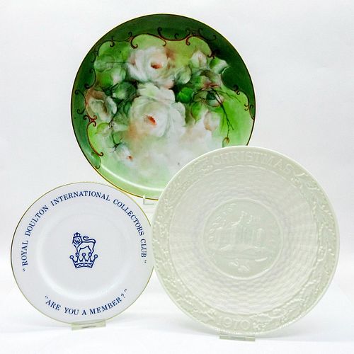 3pc Porcelain Plates Beleek, Royal Doulton and V. Skipper