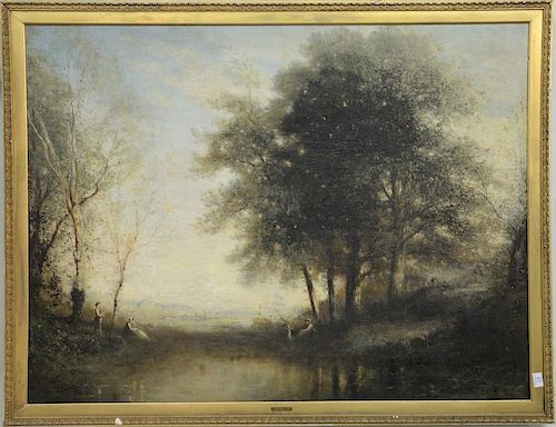 Gilbert Munger (1837-1903)  oil on canvas  River Landscape  signed lower left: Gilbert Munger  42" x 55"