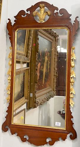 Margolis mahogany Chippendale mirror with gold plume.  (minor imperfections)  43 1/2" x 21 1/2"