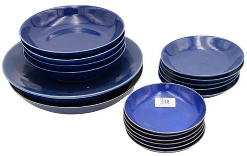 Group of 18 Chinese Monochrome Cobalt Blue Plates