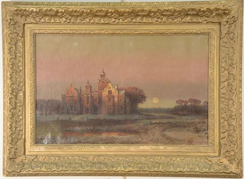 Church 
oil on canvas 
Moon Setting Castle Landscape 
signed lower right: Church 87 
18" x 28 1/2"