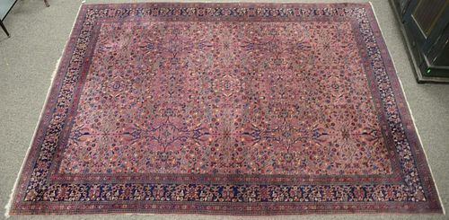 Lahore Indian carpet, signed in border.  10' x 13'6"