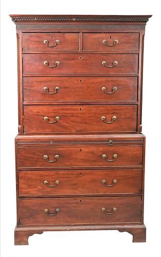 English Chippendale Two Part Cheston Chest