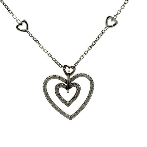 18k Gold Heart Necklace with Diamonds