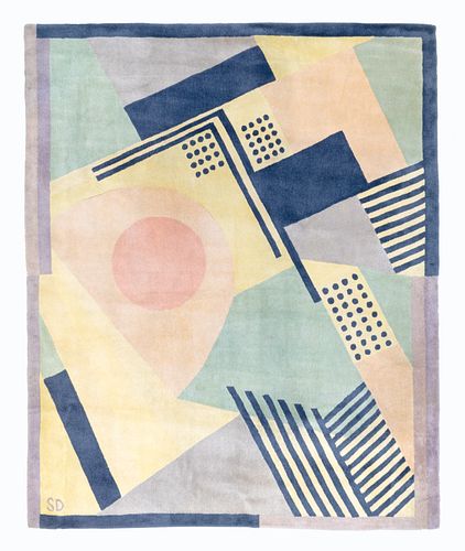 Mid Century French Rug Signed by Sonia Delaunay, 8'8" x 10'8" ( 2.6 x 3.3M)