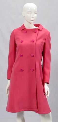 VINTAGE, LARRY ALDRICH N.Y., CLAIRE PEARONE, DETROIT, MATCHING SHIFT DRESS WITH A DOUBLE BREASTED COAT, C. 1960'S
