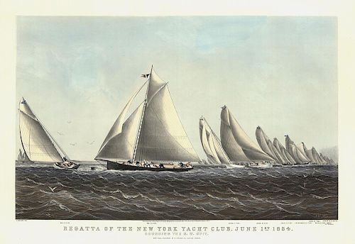 New York Yacht Club - Original Large Folio Lithograph by N. Currier