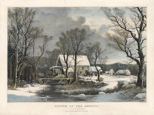 The Old Grist Mill - Original Large Folio Currier & Ives Lithograph