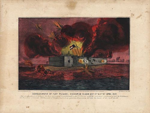 Bombardment of Fort Pulaski - Original Small Folio Currier & Ives Lithograph