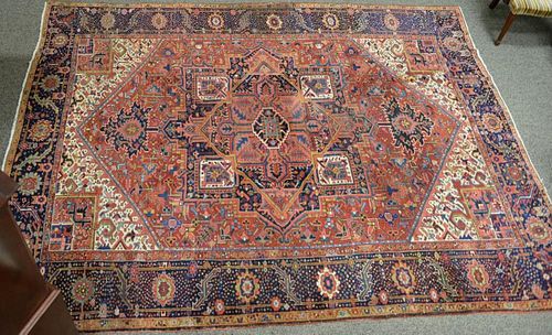 Heriz Oriental carpet. 
9'5" x 12'4" 
(patch in corner, some wear)