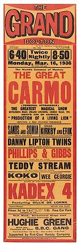 CARMO (HARRY CAMERON). The World’s Colossus of Mystery. The Great Carmo.