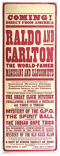 RALDO AND CARLTON. Raldo and Carlton. The World-famed Magicians and Illusionists.