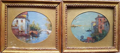 Maurice Bompard  Venice Impressionist Paintings Pair