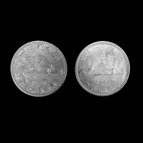 Two Circa 1959 - 1969 Silver Canada Dollars
