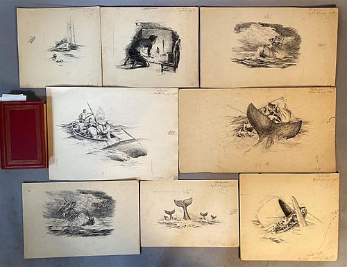 8 Anton Otto Fisher Pen & Ink Illustrations from Moby Dick