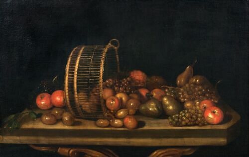 STILL LIFE OF APPLES, PEARS AND GRAPES OIL PAINTING