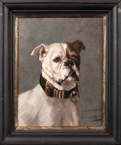 PORTRAIT OF AN AMERICAN BULLDOG OIL PAINTING