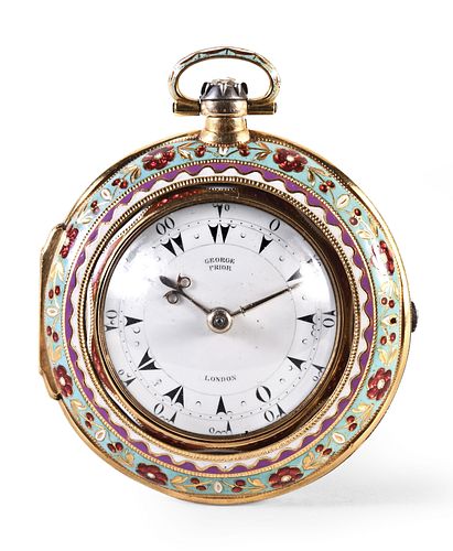 A fine and rare enameled triple case pocket watch for the Turkish market by George Prior