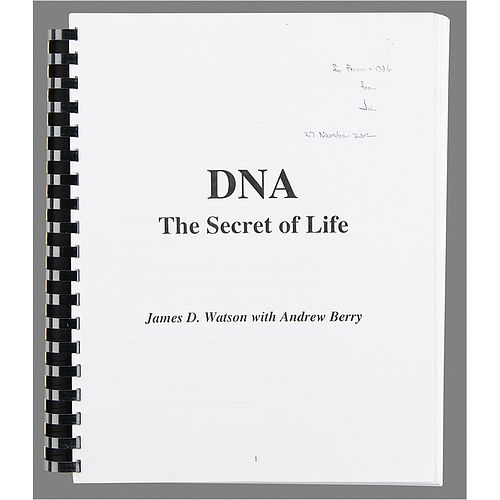 DNA: James D. Watson Signed Book Presented to Francis Crick (DNA: The Secret of Life)