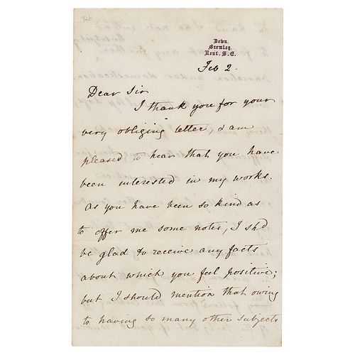 Charles Darwin Archive of (4) Signed Scientific Letters on Tailless Dogs and Carnivorous Plants