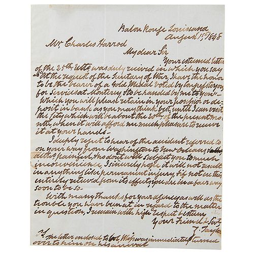 Zachary Taylor Autograph Letter Signed on Congressional Gold Medal