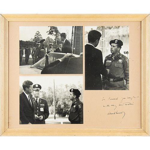 JFK Signed Photograph Display with Original Signing Pen