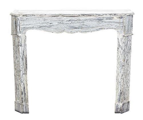 A Faux Marble Mantel, Height 40 x width 48 x depth 14 inches.
