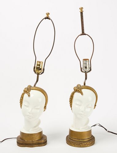 Pair of Art Deco Pottery Lamps