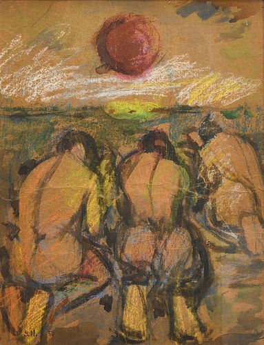 S. Moszkowicz - Male Figures at Sunrise