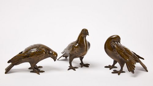 Three Bronze Pigeons