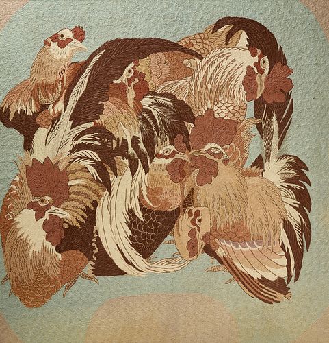 Large Needlework Roosters