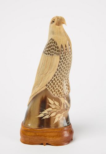 Carved Horn Bird Sculpture