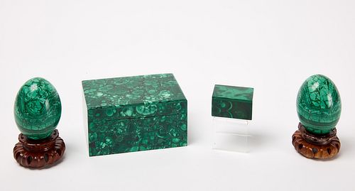 Two Malachite Eggs and Two Boxes