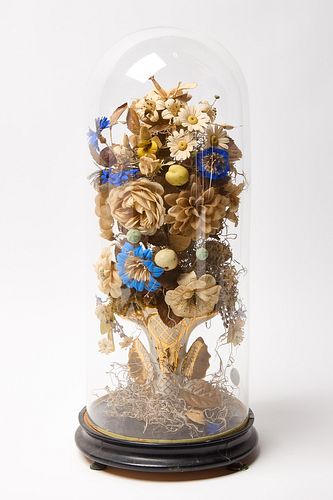Fabric and Glass Floral Display