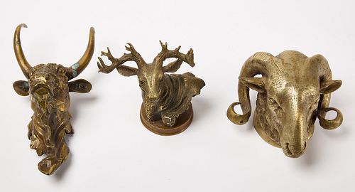 Three Brass Animal Heads