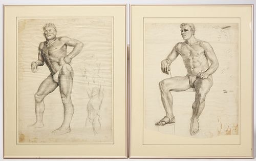 Two Drawings of Male Figures
