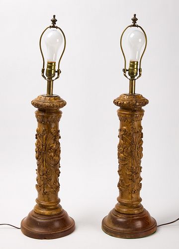 Four Carved Lamps