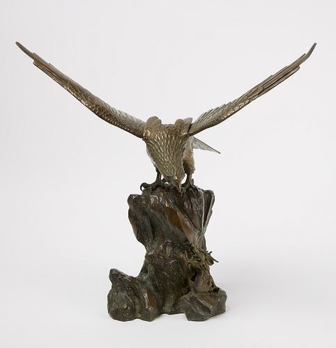 Chinese Bronze Eagle and Dragon Sculpture
