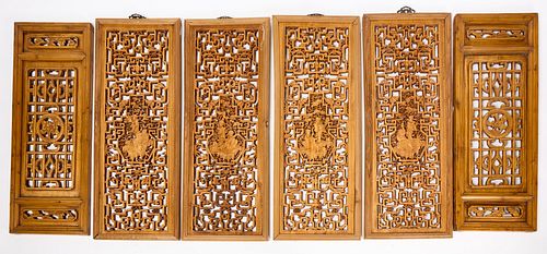 Six Chinese Carved Panels