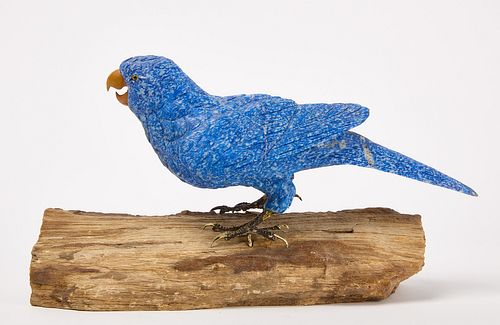 Lapis Lazuli and Jasper Bluebird Sculpture