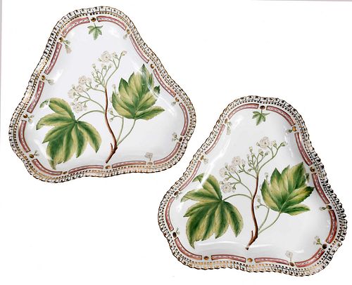 Pair of Sevres Porcelain Triangular Cake Dishes