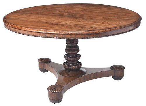 William IV Figured Rosewood Pedestal Dining Table